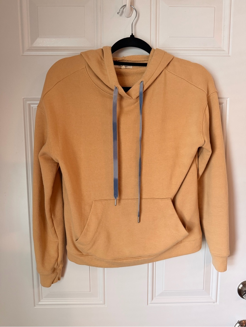 Madewell Tan Camel Pullover Hoodie with Gray Drawcords